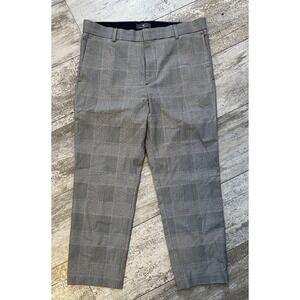 H&M Slim Fit Dress Pants Mens 32 Gray Grid Plaid